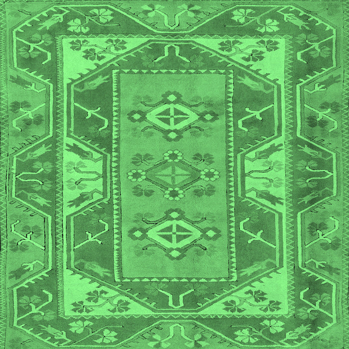 Square Oriental Emerald Green Traditional Rug, tr2212emgrn