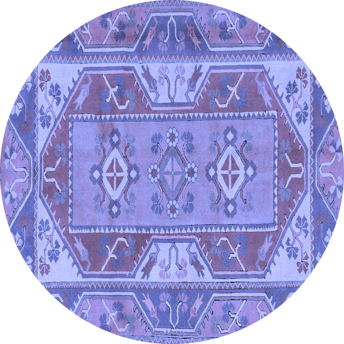 Round Oriental Blue Traditional Rug, tr2212blu