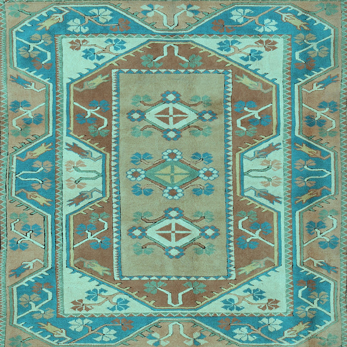Square Machine Washable Oriental Light Blue Traditional Rug, wshtr2212lblu