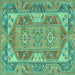 Square Oriental Turquoise Traditional Rug, tr2212turq