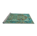 Sideview of Machine Washable Oriental Light Blue Traditional Rug, wshtr2212lblu