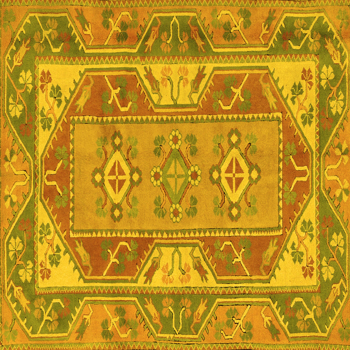 Square Oriental Yellow Traditional Rug, tr2212yw