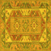 Square Oriental Yellow Traditional Rug, tr2212yw