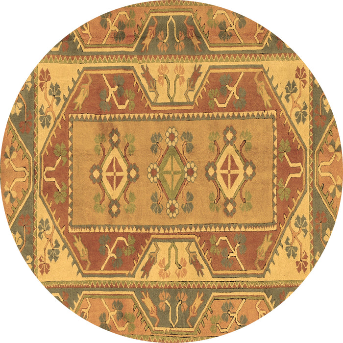 Round Oriental Brown Traditional Rug, tr2212brn