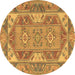 Round Oriental Brown Traditional Rug, tr2212brn