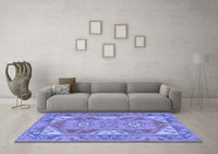 Machine Washable Oriental Blue Traditional Rug, wshtr2212blu