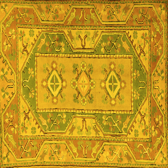 Square Oriental Yellow Traditional Rug, tr2213yw