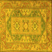 Square Oriental Yellow Traditional Rug, tr2213yw