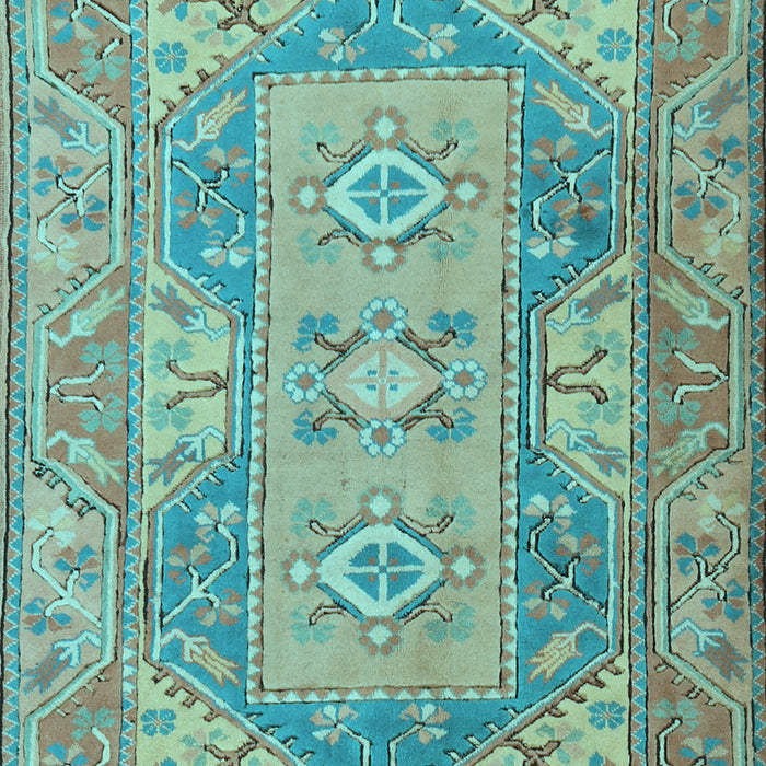 Machine Washable Oriental Light Blue Traditional Rug, wshtr2213lblu