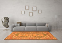 Machine Washable Oriental Orange Traditional Rug, wshtr2213org