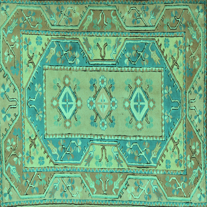 Square Oriental Turquoise Traditional Rug, tr2213turq