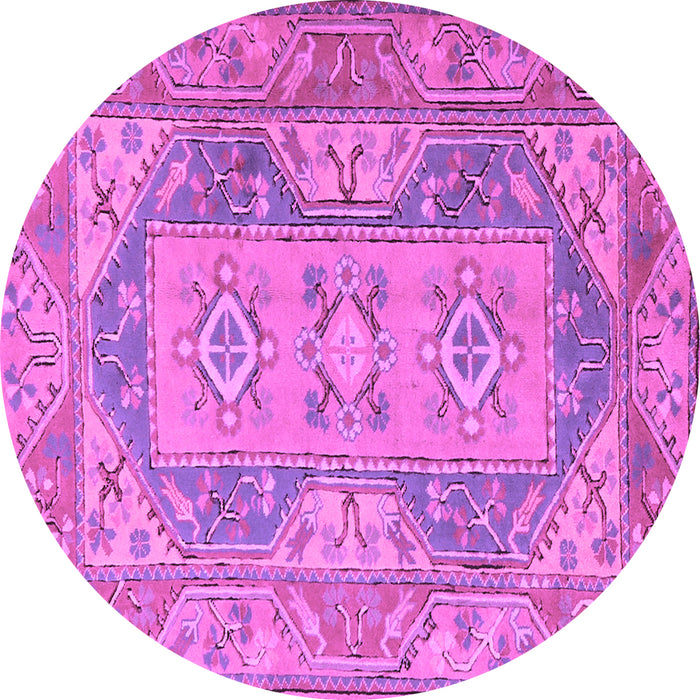 Round Oriental Purple Traditional Rug, tr2213pur