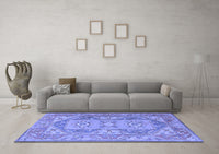 Machine Washable Oriental Blue Traditional Rug, wshtr2213blu