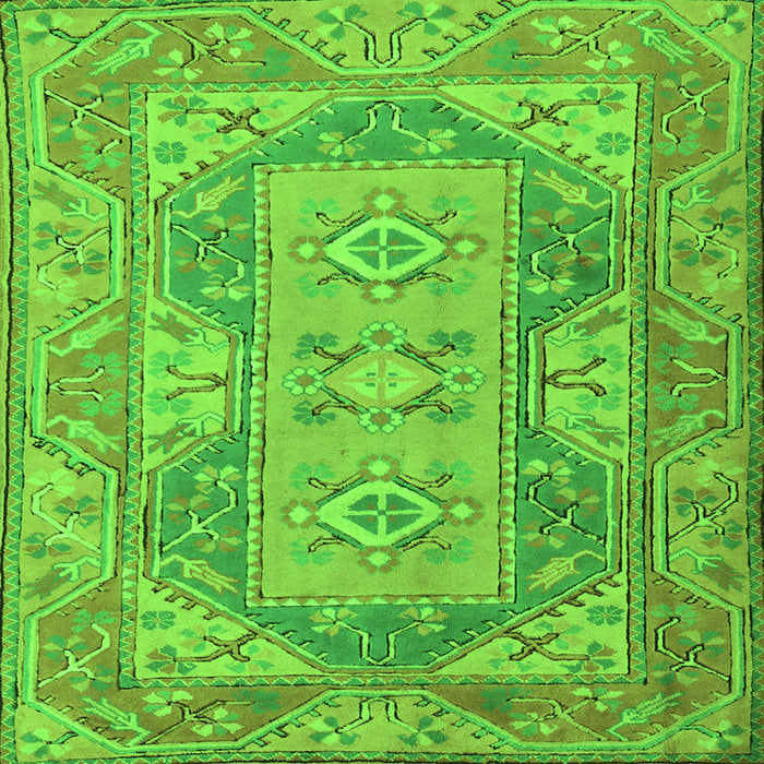Round Machine Washable Oriental Green Traditional Area Rugs, wshtr2213grn