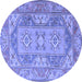 Round Oriental Blue Traditional Rug, tr2213blu