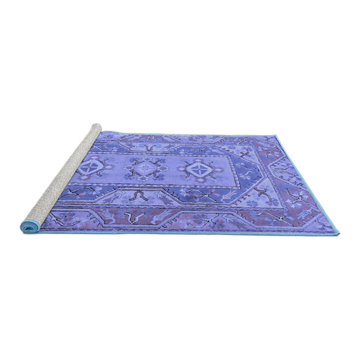 Sideview of Machine Washable Oriental Blue Traditional Rug, wshtr2213blu