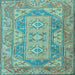 Square Oriental Light Blue Traditional Rug, tr2213lblu