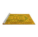 Sideview of Machine Washable Oriental Yellow Traditional Rug, wshtr2213yw