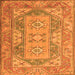 Round Machine Washable Oriental Orange Traditional Area Rugs, wshtr2213org