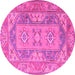 Round Oriental Pink Traditional Rug, tr2213pnk