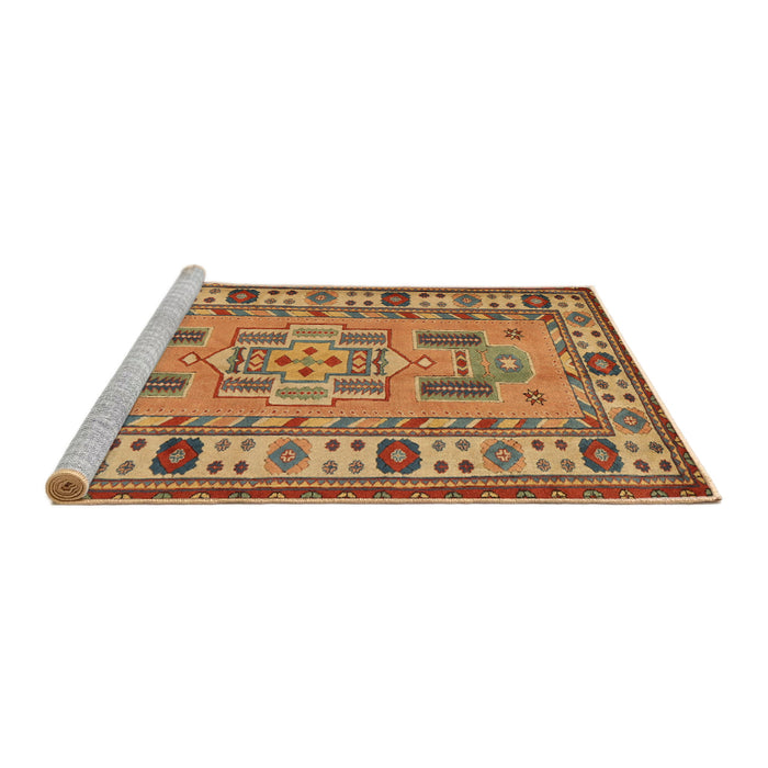 Sideview of Machine Washable Traditional Gold Rug, wshtr2214