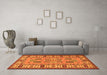 Machine Washable Oriental Orange Traditional Area Rugs in a Living Room, wshtr2214org