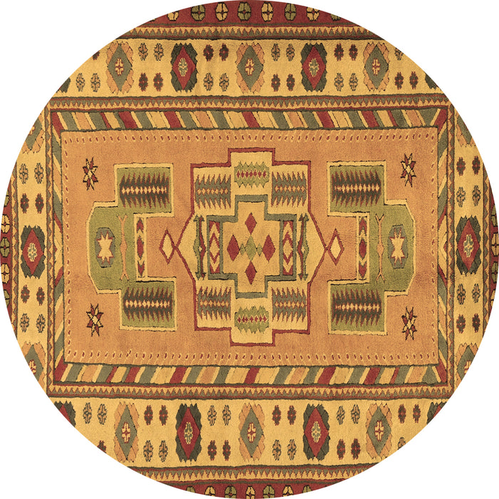Round Oriental Brown Traditional Rug, tr2214brn