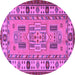 Round Machine Washable Oriental Purple Traditional Area Rugs, wshtr2214pur