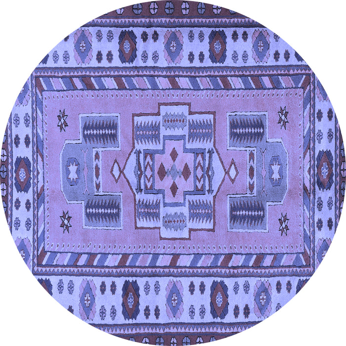 Round Machine Washable Oriental Blue Traditional Rug, wshtr2214blu