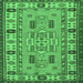 Square Machine Washable Oriental Emerald Green Traditional Area Rugs, wshtr2214emgrn