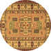 Round Machine Washable Oriental Brown Traditional Rug, wshtr2214brn