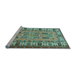 Sideview of Machine Washable Oriental Light Blue Traditional Rug, wshtr2214lblu