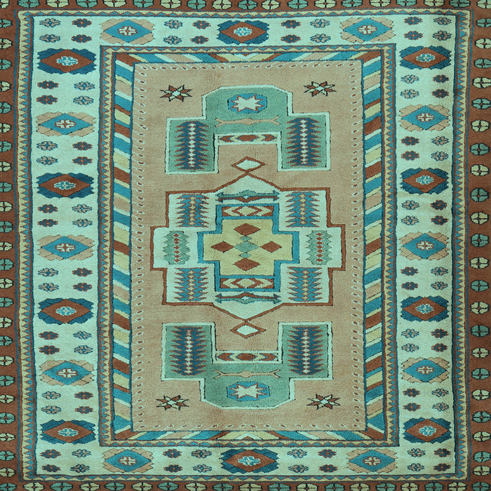 Square Machine Washable Oriental Light Blue Traditional Rug, wshtr2214lblu