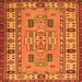 Round Machine Washable Oriental Orange Traditional Area Rugs, wshtr2214org