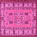 Square Machine Washable Oriental Pink Traditional Rug, wshtr2214pnk