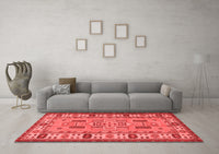 Machine Washable Oriental Red Traditional Rug, wshtr2214red