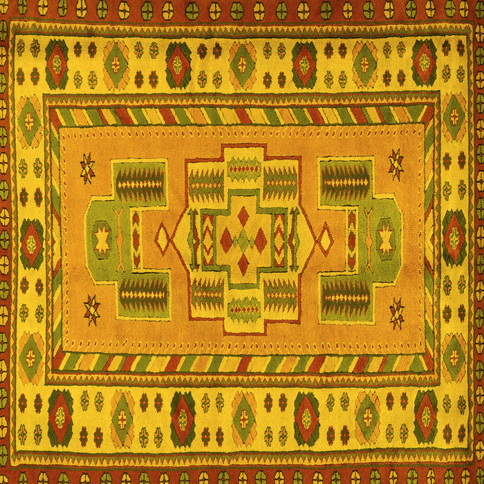 Square Oriental Yellow Traditional Rug, tr2214yw