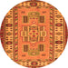 Square Oriental Orange Traditional Rug, tr2214org