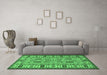 Machine Washable Oriental Emerald Green Traditional Area Rugs in a Living Room,, wshtr2214emgrn