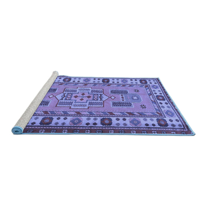 Sideview of Machine Washable Oriental Blue Traditional Rug, wshtr2214blu
