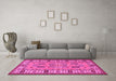 Machine Washable Oriental Pink Traditional Rug in a Living Room, wshtr2214pnk