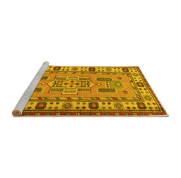 Sideview of Machine Washable Oriental Yellow Traditional Rug, wshtr2214yw