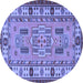 Round Oriental Blue Traditional Rug, tr2214blu