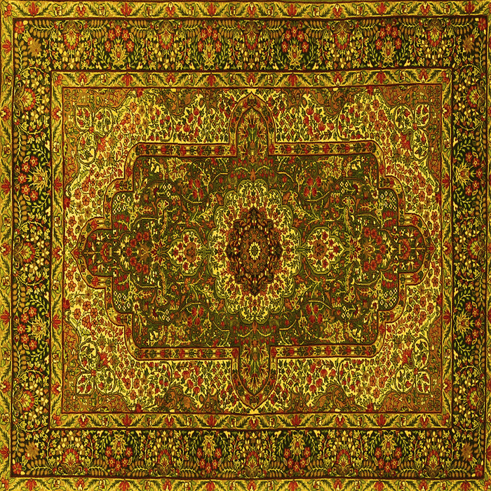 Square Medallion Yellow Traditional Rug, tr2215yw
