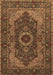 Machine Washable Medallion Brown Traditional Rug, wshtr2215brn