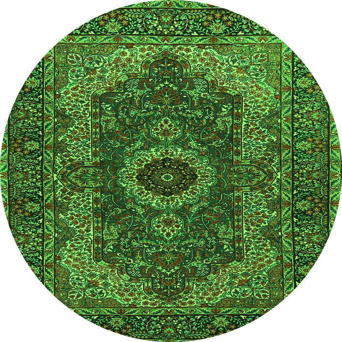Machine Washable Medallion Green Traditional Area Rugs, wshtr2215grn