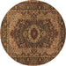 Round Medallion Brown Traditional Rug, tr2215brn