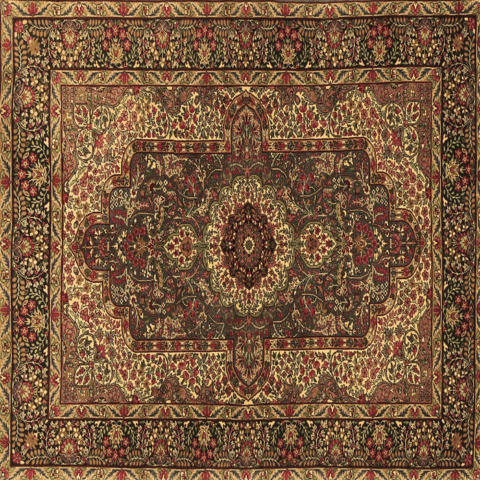 Square Machine Washable Medallion Brown Traditional Rug, wshtr2215brn