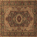 Square Machine Washable Medallion Brown Traditional Rug, wshtr2215brn