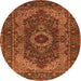 Machine Washable Medallion Orange Traditional Area Rugs, wshtr2215org